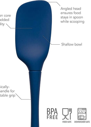 Tovolo Flex-Core All Silicone Spoonula, Tapered Edge, Ergonomic Handle, Heat Resistant