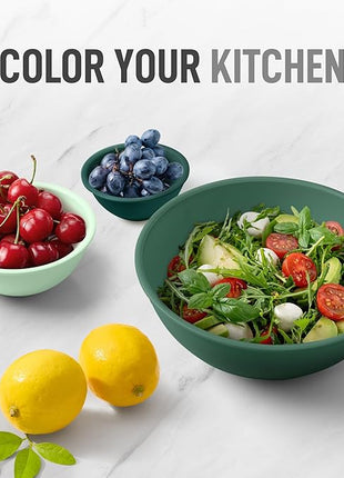 Zulay Kitchen 12-Piece Plastic Mixing Bowl Set - Colorful Nesting Bowls with Lids - Microwave & Freezer Safe (Teal Ombre)