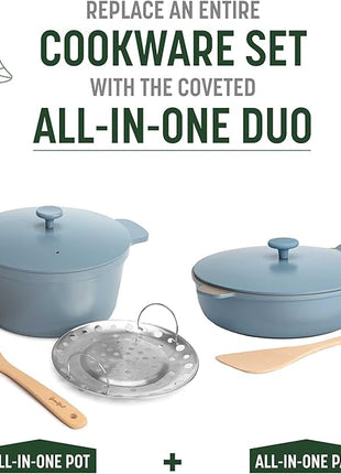 Goodful All-in-One Pan, Multilayer Nonstick, High-Performance Cast Construction, Multipurpose Design Replaces Multiple Pots and Pans, Dishwasher Safe Cookware, 11-Inch, 4.4-Quart Capacity, Blue Mist