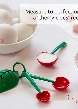 OTOTO Measuring Cups Set - Teaspoons for Dry & Liquid Ingredients, BPA-free & Dishwasher Safe, Funny Gifts, Baking Accessories, Unique Kitchen Gadgets (Mon Cherry)
