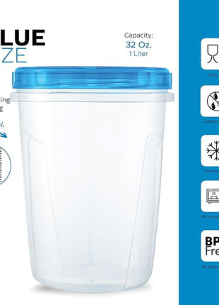 Tafura 12 Pack Leakproof Freezer Containers for Food with Twist Top Lids - 32 Oz BPA Free Reusable Plastic Soup Containers with Screw On Lids - Ideal for Meal Prep, Leftovers & Pantry Organization