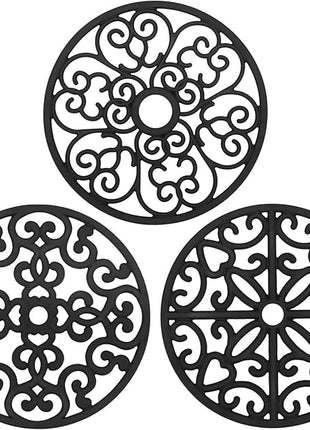 CHEFBEE 3PCS Silicone Trivet Mat - Flexible Non-Slip Heat Resistant Modern Kitchen Teapot Trivets Set for Hot Dishes, Table, Countertop