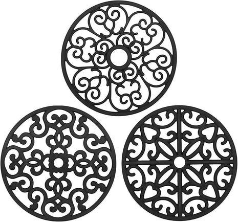 CHEFBEE 3PCS Silicone Trivet Mat - Flexible Non-Slip Heat Resistant Modern Kitchen Teapot Trivets Set for Hot Dishes, Table, Countertop