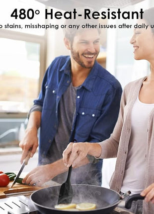 Silicone Spatula Set 2 Pcs Heat Resistant Rubber Spatula for Non-stick Cookware BPA Free (Black)