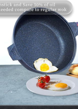 TIBORANG 8 in 1 Multipurpose 11 Inch 5 Qt Frying Pans Nonstick with Lid,Steamed Grid,PFOA-Free,Dishwasher&Oven Safe,Works with All Stovetops (Purple)