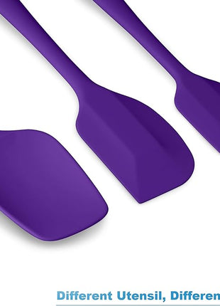 Silicone Spatula 3-piece Set, Ergonomic Handle High Heat-Resistant Spatulas, Non-stick Rubber Spatulas with Stainless Steel Core, Purple