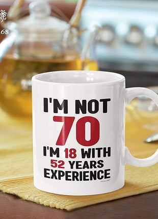 Vivulla68 70th Birthday Mug 11oz, 70 Year Old Birthday Gifts for Men - Funny Gift for Women, Men - Vintage 1955 Coffee Cup - Unique Present for Man, Woman, Mom, Dad, Grandma, Grandpa - Turning 70 Idea