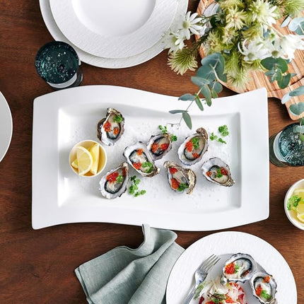 Villeroy & Boch New Wave Serving Dish, 19.25 in, Premium Porcelain, White