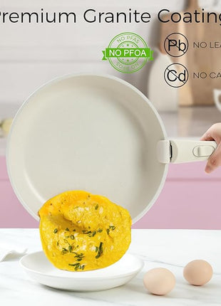 15Pcs Pots and Pans Set Non Stick, Cookware Sets with Detachable Handle, Nonstick RV Kitchen Cooking Tools Removable Handles, Oven Safe, Induction Fast, Stackable Induction Cookware, Pink