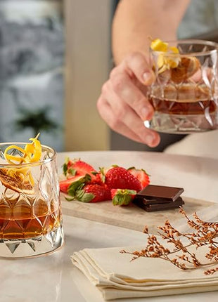 Pasabahce Premium Whiskey Glasses Set Of 4 - Exclusive Cocktail, Scotch, Bourbon, Liquor, Rum Glasses - Old Fashioned Glasses - 10.25 Oz Drinking Glasses - Perfect for Parties, Gifts