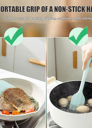 Silicone Spatula,8-pack Spatula Set,11 inch Heat Resistant Non Stick cookware with Stainless Steel for Baking,Cooking,Mixing,Flipping,BPA Free,Dishwasher Safe (11inch Mixed color)