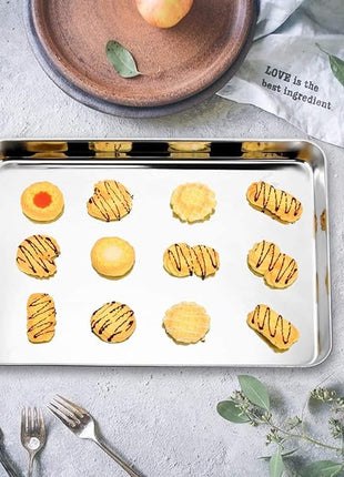 Baking Sheet Set of 2, Bastwe 18 inch Commercial Grade Stainless Steel Baking Pan, Professional Bakeware Oven Tray, Healthy & Non-toxic, Rust Free & Mirror Finish, Easy Clean & Dishwasher Safe