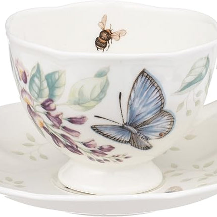 Lenox Porcelain Meadow Cup and Saucer, 1.3 LB, Blue Butterfly (Pack of 12)