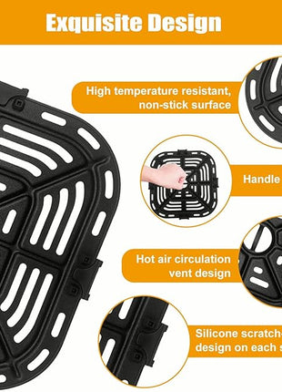 Air Fryer Replacement Grill Pan Fit for COSORI Air Fryer 5 QT, Air Fryer Rack Replacement Parts Accessories Grill Plate Crisper Plate Tray, Non-Stick, Dishwasher Safe…