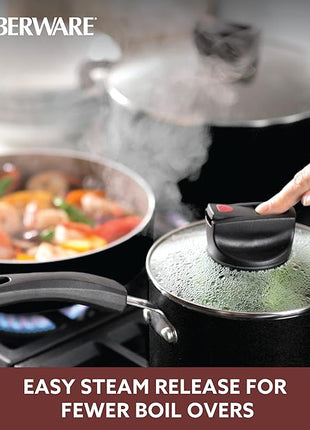 Farberware Smart Control Nonstick Cookware Pots and Pans Set, 14 Piece, Black