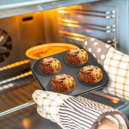 6 Pack Air Fryer Muffin Pan, 4 Cup Non-Stick Small Oven Cupcake Baking Pan, Carbon Steel Round Muffin Tin Bakeware Cake Mould for Egg Muffin, Quiches, Frittatas