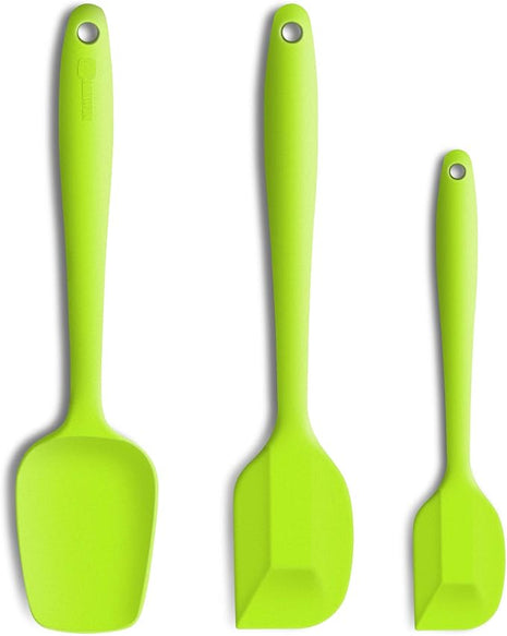 Silicone Spatula 3-piece Set, Ergonomic Handle High Heat-Resistant Spatulas, Non-stick Rubber Spatulas with Stainless Steel Core, Green