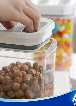 MR.SIGA 4 Pack Airtight Food Storage Container Set, BPA Free Kitchen Pantry Organization Canisters with One-handed Leak Proof Lids, 1L / 33.8oz, Medium, White