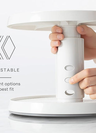 YouCopia Crazy Susan Two-Tier Turntable, Height-Adjustable Lazy Susan Organizer for Kitchen Cabinet and Pantry Organization and Storage, White