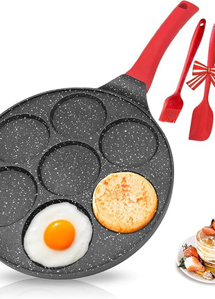 Egg Pan Omelette Pan Silver Dollar Pancake Pan for Kids Mini Pancake Maker Nonstick Breakfast Skillet for Pancake, Hamburger, Sandwiches