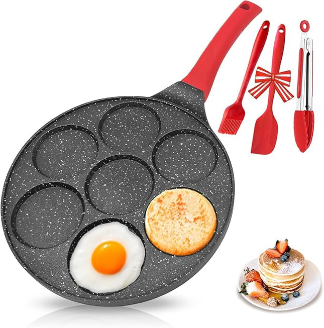 Egg Pan Omelette Pan Silver Dollar Pancake Pan for Kids Mini Pancake Maker Nonstick Breakfast Skillet for Pancake, Hamburger, Sandwiches