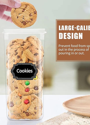 PRAKI Airtight Food Storage Containers Set, 16 Pcs BPA Free Plastic Dry Food Canisters for Kitchen Pantry Organization and Storage Ideal for Cereal, Flour & Sugar - Labels, Marker(Black)