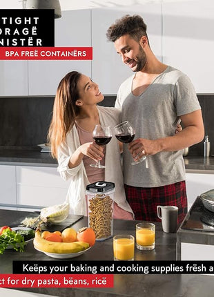 DWËLLZA KITCHEN Airtight Food Storage Containers with Lids – 4 Piece Set Air Tight Kitchen Storage Containers Clear Pantry Organization and Storage Set BPA-Free - Keeps your Food Fresh & Dry
