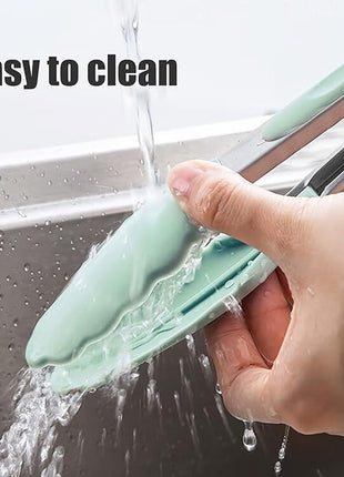 Kitchen Tongs for Cooking, 9 Inch Small Silicone Tongs, Food Grade Mini Serving Tongs with Silicone Tips, Set of 3, Green