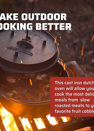 Camp Chef DO-12 Pre Seasoned Cast Iron Dutch Oven, Black