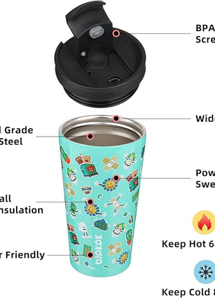 BJPKPK 18oz Stainless Steel Insulated Tumbler With lid And Straw Travel Coffee Thermal Tumblers Cup For Women And Men,Spring Party Green
