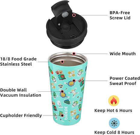 BJPKPK 18oz Stainless Steel Insulated Tumbler With lid And Straw Travel Coffee Thermal Tumblers Cup For Women And Men,Spring Party Green