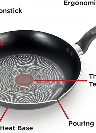 T-fal Initiatives Nonstick Cookware Set 18 Piece, Oven Broiler Safe 350F, Kitchen Cooking Set w/Fry Pans, Saucepans, Stockpots, Skillet, Spoons, Lids Pots and Pans Set Non Stick Dishwasher Safe Black