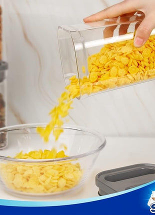 MR.SIGA 4 Pack Airtight Food Storage Container Set, BPA Free Kitchen Pantry Organization Canisters with One-handed Leak Proof Lids, 1L / 33.8oz, Medium, Gray