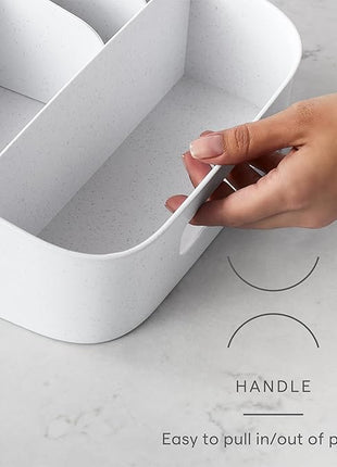 YouCopia ShelfBin Adjustable Snack Bin, BPA-Free Divided Storage Basket for Kitchen Pantry Organization, One Size, Speckled White