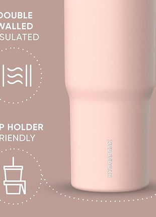 Hydrapeak Nomad 32 oz Tumbler with Handle and Straw Lid, Leakproof, Double Insulated, 32oz Cup Stainless Steel (Peony)