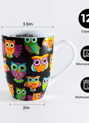 Divinity Boutique 20607 Boxed Mugs, Owl Pattern, 12 ounce