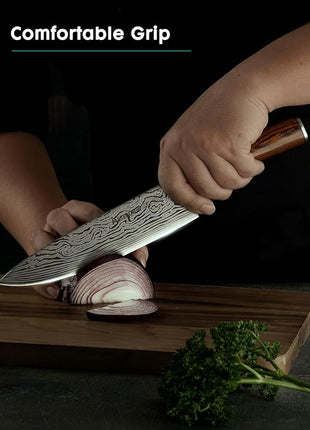 Astercook Chef Knife, 8 Inch Professional Kitchen Chef Knife, German High Carbon Stainless Steel Ultra Sharp Knife, Chefs Knives with Ergonomic Handle and Gift Box