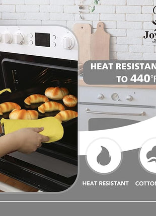 Joyhalo 4 Pack Pot Holders for Kitchen,Cotton Oven Holder with Great Heat Resistance,Non Slip Hot Pads for Kitchen Clearance,Yellow