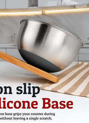 Priority Chef Stainless Steel Mixing Bowls with Lids Set, Metal Nesting Bowls with Airtight Lids, Graters, Non-Slip Base & Measurement Marks, Includes Utensil Set for Prep, Baking & Storage, Grey