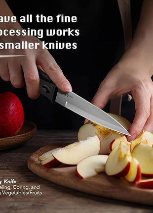 Kitchen Knife Set with Block, 7 Pieces Chef Knife Set with Knives, Scissor, Block for Meat/Vegetables/Fruits Chopping, Slicing, Dicing&Cutting