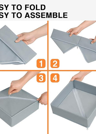 DIMJ Drawer Organizer Clothes, 15 Pack Underwear Organizer, Foldable Closet Bins, Sock Organizer Bra Cube, Fabric Dresser Box for Clothes, Bra, Socks, Tie (Grey)