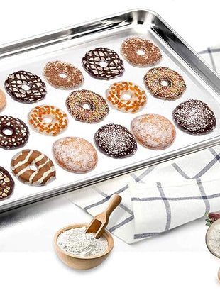 TeamFar Baking Sheet, Stainless Steel Baking Pan Cookie Sheet, Healthy & Non Toxic, Rust Free & Less Stick, Easy Clean & Dishwasher Safe