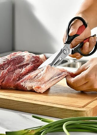 Kitchen Scissors - Heavy Duty Utility Come Apart Kitchen Shears for Chicken, Meat, Food, Vegetables - 9.25 Inch Long Black & Red