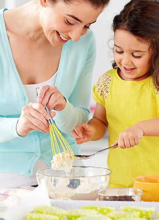 HOTEC 4 Pieces Silicone Whisks Set, Wire Balloon Whisks for cooking Egg Beater, Non-slip Handle Whisk for Non-stick Cookware Perfect for Cooking, Stirring, Beating and Blending (Multicolor)