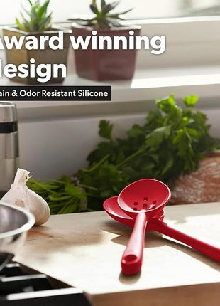 DI ORO Seamless Series 3-Piece Spoon/Ladle Set (RED)