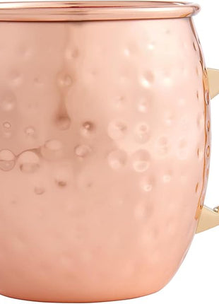 HIC Kitchen Bar Hammered Copper Moscow Mule Drinking Mug with Contrasting Handle, Copper-Plated 18/8 Stainless Steel, 16-Ounce