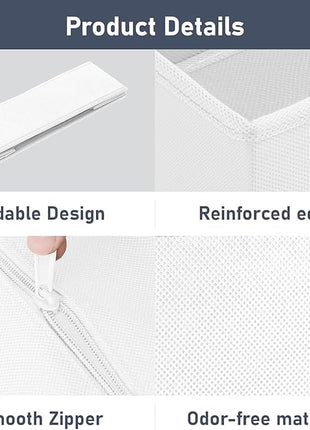 DIMJ Drawer Organizer Clothes, 14 Pack Dresser Organizer, Foldable Closet Organizers and Storage, Fabric Dresser Bins, Drawer Dividers for Nursery, Baby Clothes, Underwears, Sock (White)