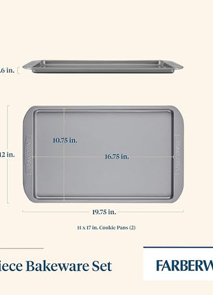 Farberware Nonstick Bakeware Set, Nonstick Cookie Sheets / Baking Sheets - 2 Piece, Gray