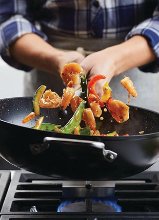 KitchenAid Hard Anodized Induction Nonstick Stir Fry Pan/Wok with Helper Handle, 12.25 Inch - Matte Black