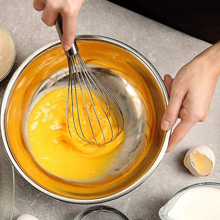 Whisks for Cooking, 3 Pack Stainless Steel Whisk for Blending, Whisking, Beating and Stirring, Enhanced Version Balloon Wire Whisk Set, 8"+10"+12"